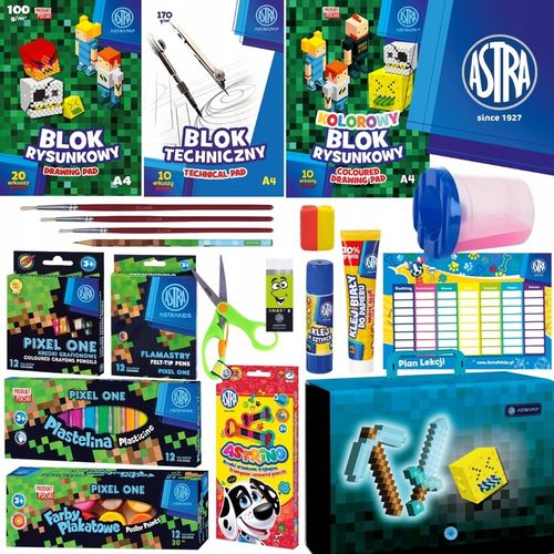 Astra WYPRAWKA SZKOLNA PIXEL ONE Zestaw plastyczny + TECZKA 20 elementów na Arena.pl