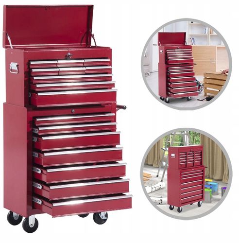 Wózek Narzędziowy 16 Szuflad 61,5 x 33 x 113 cm - Czerwony na Arena.pl