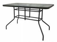 Stół ogrodowy Bergamo 120x70 cm czarny szkło z otworem na parasol