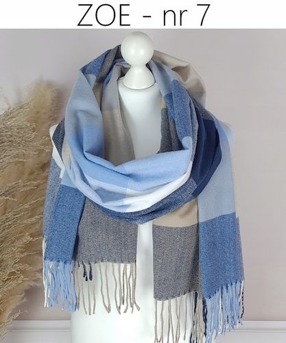 Stylowy CIEPŁY SZAL damski długi DUŻY szalik W MODNĄ KRATĘ JESIENNY, na Arena.pl