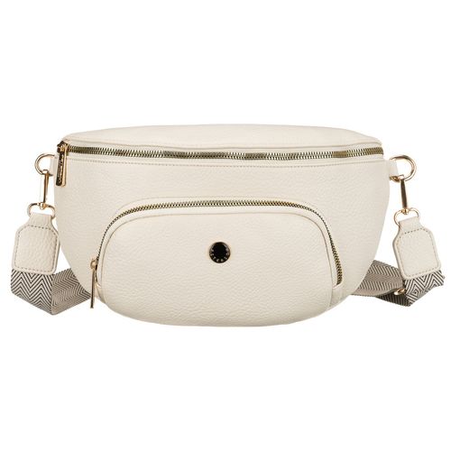 jasnobeżowa nerka damska ze skóry ekologicznej zamykana suwakiem - peterson na Arena.pl