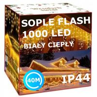 SOPLE FLASH 1000LED 40m w jednym odcinku ZEWNĘTRZNE BIAŁE CIEPŁE lampki