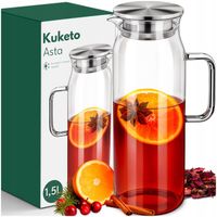 DZBANEK SZKLANY 1,5 L Z POKRYWKĄ SITKIEM ŻAROODPORNY DO HERBATY KAWY NAPOJE