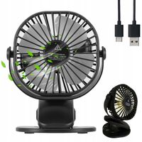 WENTYLATOR BIURKOWY CICHY WIATRAK BEZPRZEWODOWY 3 TRYBY USB TYPC