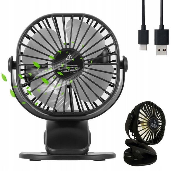 WENTYLATOR BIURKOWY CICHY WIATRAK BEZPRZEWODOWY 3 TRYBY USB TYPC zdjęcie 1