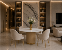 Okrągły stół glamour złoty ryflowany Luna Gold 120x75