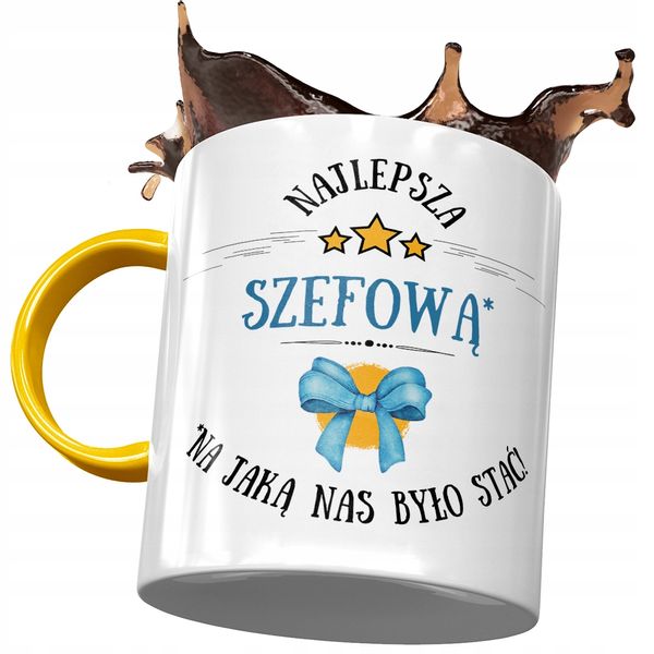 Kubek Żółty Dla Szefowej Najlepsza Szefowa Kubek Z Nadrukiem Ze Zdjęciem zdjęcie 1