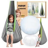 Huśtawka kokon fotel wiszący bujaczek do pokoju dziecka montessori poducha