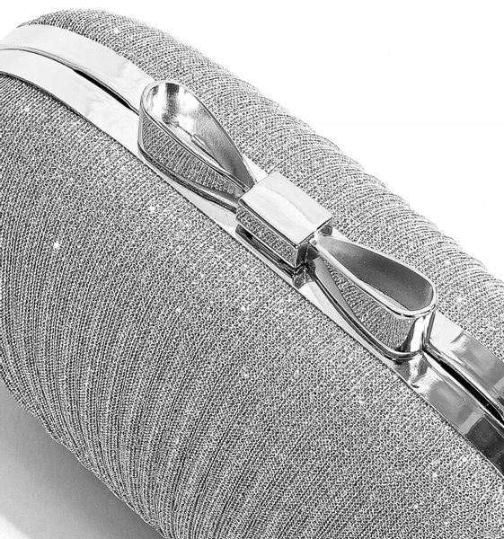 Srebrna Torebka Wieczorowa Kopertówka Wizytowa zdjęcie 12