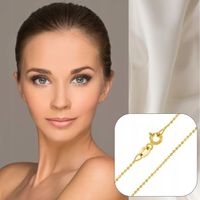 Złoty Łańcuszek Kulkowy Małe Kulki Diamentowany 1mm Srebrny 925 45 cm