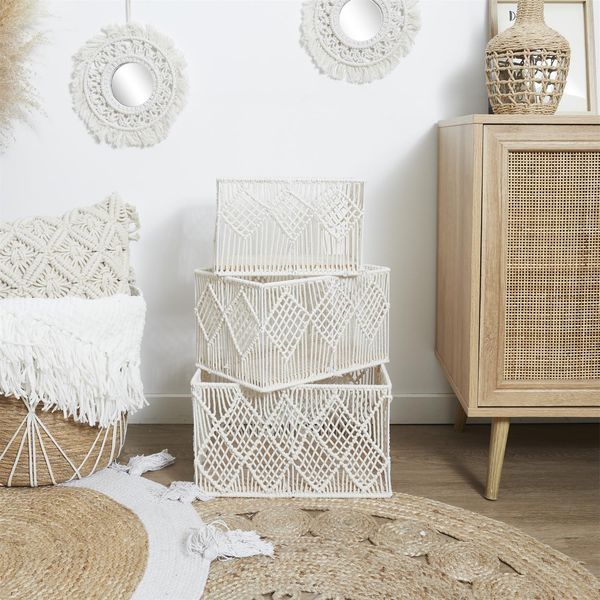 Zestaw 3 koszy BOHO zdjęcie 2