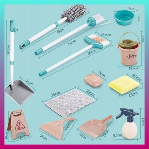 Duży DZIECIĘCY ZESTAW DO SPRZĄTANIA Wózek Mop Miotła Dla dzieci na Arena.pl