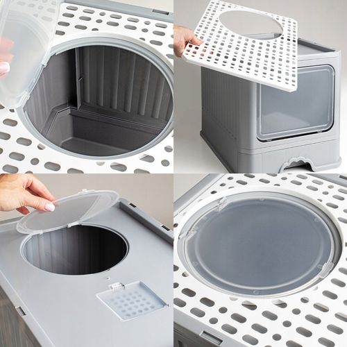 KUWETA DLA KOTA Z SZUFLADĄ ZAMKNIĘTA DUŻA KRYTA NA ŻWIREK TOALETA ŁOPATKA na Arena.pl