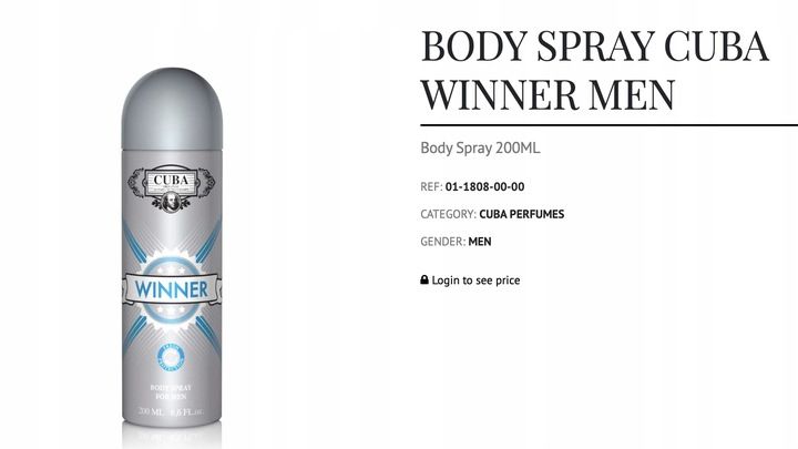 CUBA ORIGINAL DEO SPRAY MEN WINNER 200 ML zdjęcie 4