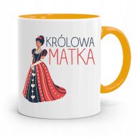 Kubek Żółty Prezent Dla Mamy Królowa Matka Z Nadrukiem Ze Zdjęciem