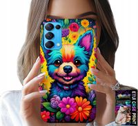 ETUI DO OPPO FIND X3 LITE - KWIACISTE WZORY PIESEK PIES JORK PLECKI