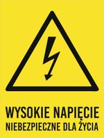 Tablica Wysokie napięcie niebezpieczne dla życia grawer piktogram 20x15 cm