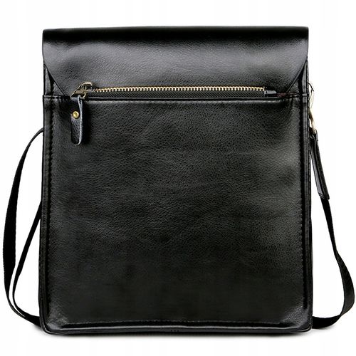 TORBA MĘSKA SKÓRZANA LISTONOSZKA NA RAMIĘ Z KIESZENIĄ Z KLAPĄ CZARNA na Arena.pl