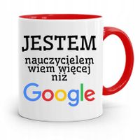 Kubek Czerwony Na Dzień Nauczyciela Google Z Nadrukiem Ze Zdjęciem