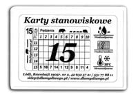 Karty stanowiskowe - karnety czarno-białe do 15 myśliwych na polowanie zbio