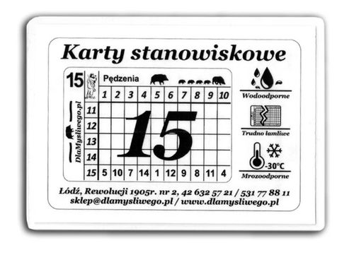 Karty stanowiskowe - karnety czarno-białe do 15 myśliwych na polowanie zbio na Arena.pl