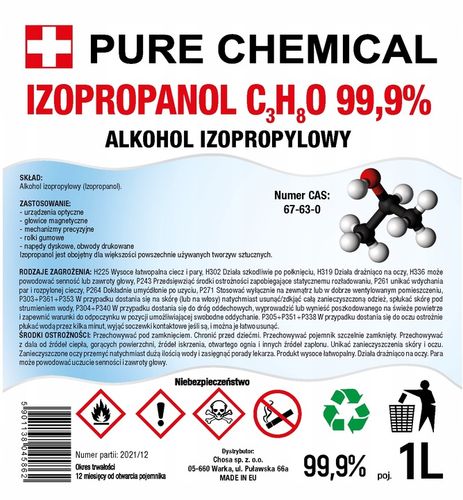 ALKOHOL IZOPROPYLOWY IZOPROPANOL IPA CZSTY 99,9% DO ODTŁUSZCZANIA 3x na Arena.pl