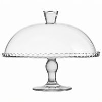 Patera z kloszem szklana na nodze FLOWER 32 cm na tort ciasta sery
