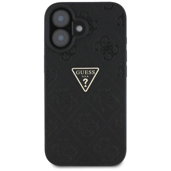 Etui Guess Hot Stamp 4G Pattern Triangle Metal Logo do iPhone 16 czarny zdjęcie 3