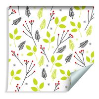 Tapeta Dla Dzieci - Zielone Liście i Czerwone Jagody