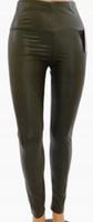 SPODNIE Legginsy Eko Skóra Wyszczuplające wysoki stan MIEGO 3/4XL KHAKI