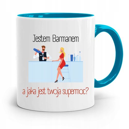 Kubek Błękitny Dla Barmana Jestem Barmanem Prezent Z Nadrukiem Ze Zdjęciem na Arena.pl