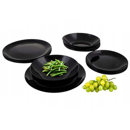 Serwis Obiadowy Talerze Komplet Zestaw OKRĄGŁE 18el CZARNE LUMINARC TZ44 na Arena.pl