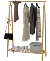 Wieszak na ubrania z półką na buty garderoba bambusowa