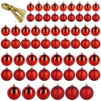 60x Bombki Choinkowe Świąteczne Nietłukące Czerwone Zestaw Bombek Choinka