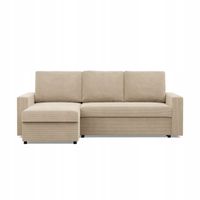 KANAPA NAROŻNIK NEO BEŻOWY Nowoczesny Rogówka Rozkładana POSO SZTRUKS