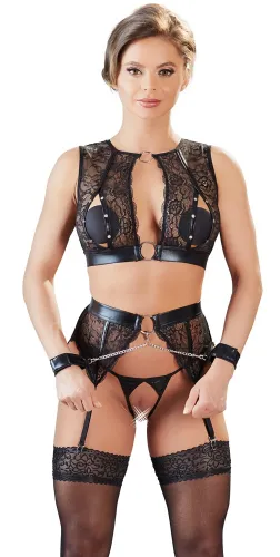 cottelli collection bondage zestaw koronkowy 3-częściowy czarny l na Arena.pl