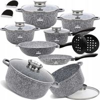 KOMPLET GARNKÓW MARMUROWYCH PATELNIA GARNKI MARMURKOWE ZESTAW INDUKCJA/GAZ