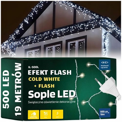 DŁUGIE LAMPKI 500 LED SOPLE ŚWIATEŁKA ŚWIĄTECZNE ZEWNĘTRZNE Z EFEKTEM FLASH na Arena.pl