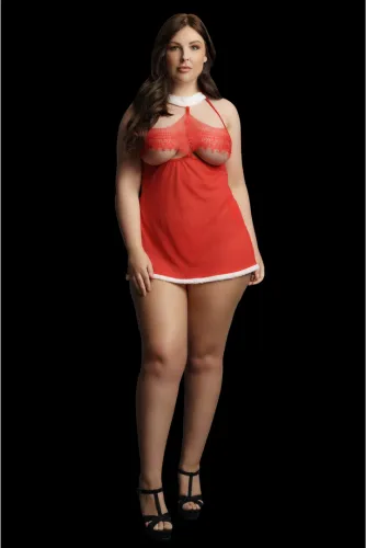 le desir merry plus size komplet babydoll z wiązaniem, czerwony 1x-3xl na Arena.pl