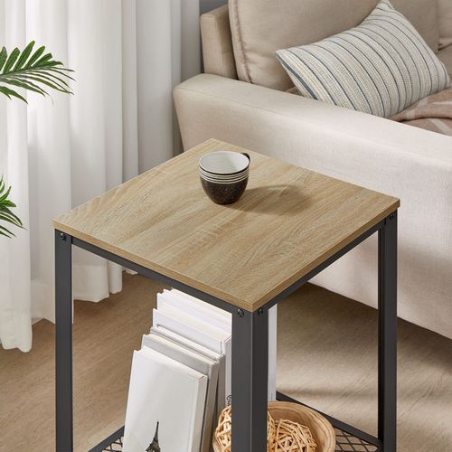 Stolik kawowy lub nocny 45x45 cm dąb sonoma loft czarne nogi na Arena.pl
