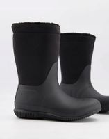 Hunter Original - Czarne składane kalosze wyściełane czarnym kożuszkiem