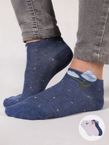 Skarpety dziewczęce bawełniane z elementem 3D kwiatki 3PAK 27-30 YOCLUB na Arena.pl