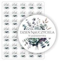 NAKLEJKI samoprzylepne okrągłe DZIEŃ NAUCZYCIELA szkoły 35 szt. 4 cm
