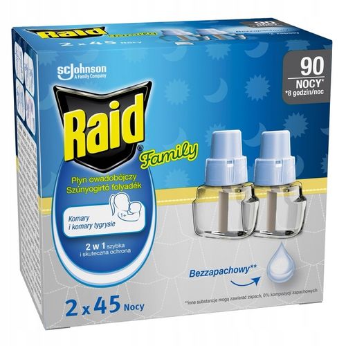 PŁYN NA KOMARY DO ELEKTROFUMIGATORA OWADOBÓJCZY RAID BEZZAPACHOWY 90 na Arena.pl