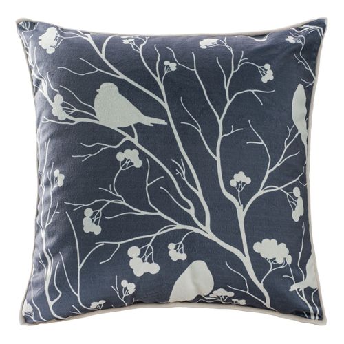Poszewka dekoracyjna WF 43X43 z lamówką ptaki na jarzębinie czarna na Arena.pl