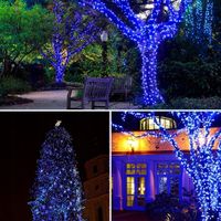 LAMPKI CHOINKOWE 300 LED STAŁE + FLASH ZEWNĘTRZNE ŚWIATEŁKA IP44 NIEBIESKIE