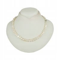 SREBRNY NASZYJNIK Z PRAWDZIWYCH BIAŁYCH PEREŁ