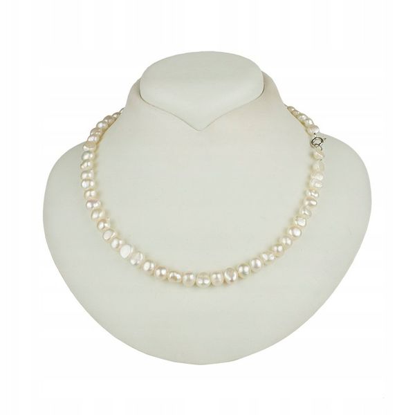 SREBRNY NASZYJNIK Z PRAWDZIWYCH BIAŁYCH PEREŁ zdjęcie 1