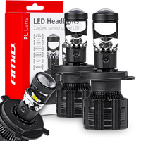 ŻARÓWKI LED H4 AMIO PL LENS SOCZEWKA 6000K 3800LM CANBUS E9 R10