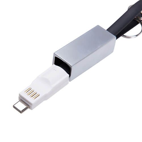 Brelok do kluczy - kabel do transmisji danych USB C do sublimacji - czarny zdjęcie 4